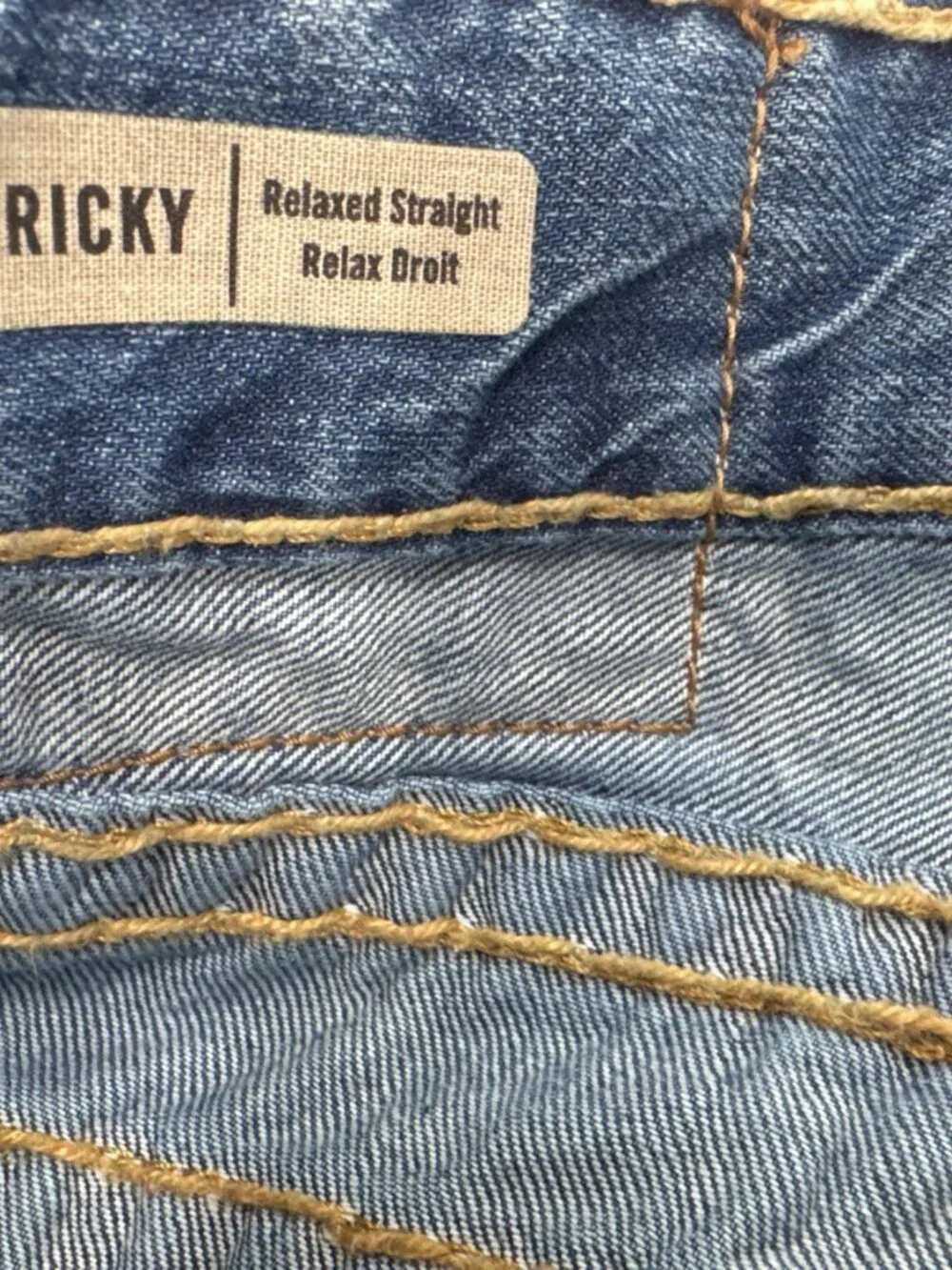 True Religion Ricky Jeans Mens 39x34 Relaxed Straight Flap Pocket Thick Stitch